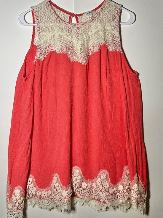 Umgee Tops - Umgee Coral Pink Lace Yoke Sleeveless mini dress